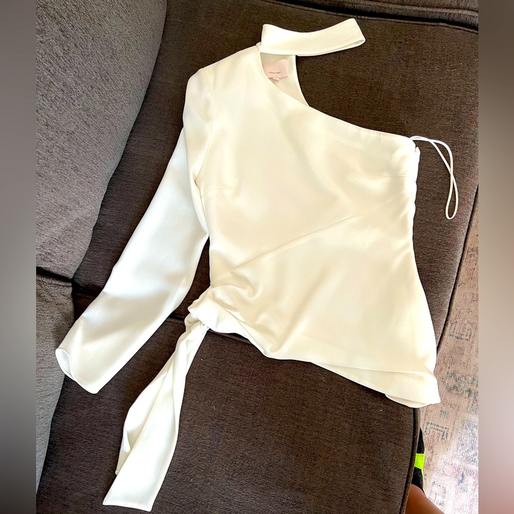 Cinq a sept one shoulder white top